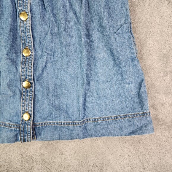 Women's Fossil Blue Denim Skirt Button Front 100% Cotton Size 6 - Picture 3 of 11